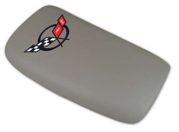 Embroidered Console Lid. Gray with Black Logo 97-04