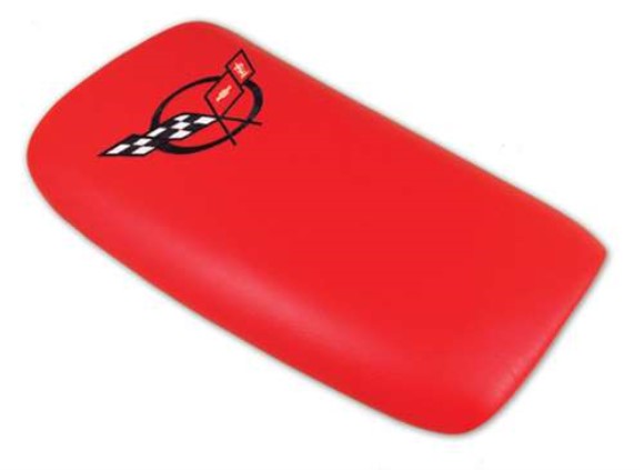 Embroidered Console Lid. Torch Red with Black Logo 00-04