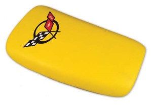 Embroidered Console Lid. Pace Yellow with Black Logo 98