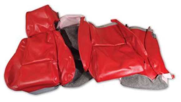 Leather Like Seat Covers. Red Standard No-Perforations 86-88