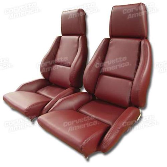 Mounted Leather Like Seat Covers. Red Standard No-Perforations 84-85