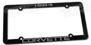 License Plate Frame. Corvette Black 84