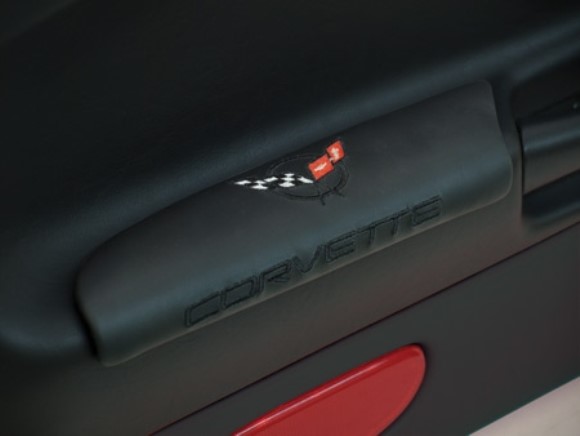 Leather ArmRest Pads - Black with C5 Logo 97-04