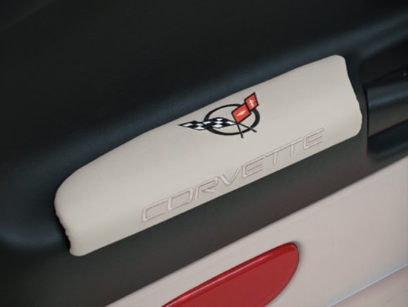 Leather Armrest Pads - Shale with C5 Logo 03-04
