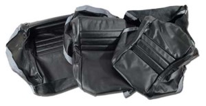 Driver Leather Seat Covers. Black 100%-Leather 2--Bolster 79-82