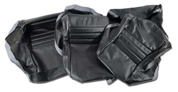 Driver Leather Seat Covers. Black 100%-Leather 2--Bolster 79-82