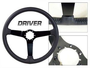 Steering Wheel. Black Driver Leather/Black 3 Spoke 68-82