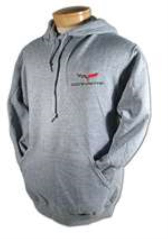 Hoodie Sweatshirt with C6 Logo - Gray Large 