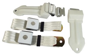 Seat Belts. Bowtie Lift Latch - White 65-66