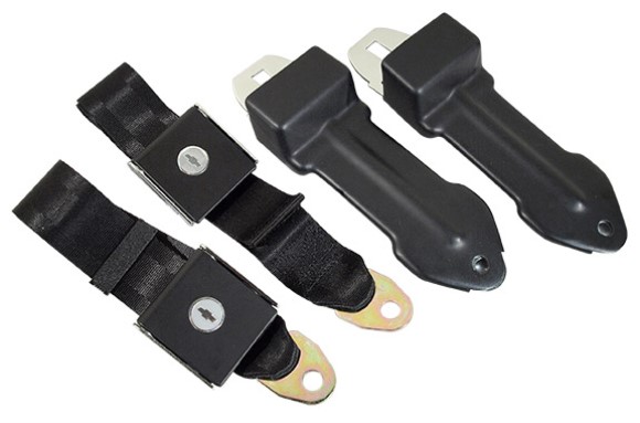 Seat Belts. Bowtie Lift Latch - Black 65-66