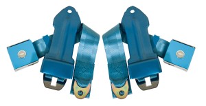 Seat Belts. Bowtie Lift Latch - Bright Blue 65-66