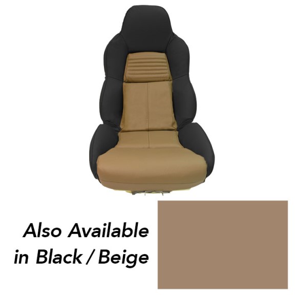 Mounted Leather Seat Covers. Black / Beige 2-Tone Standard 94-96