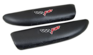 Leather ArmRest Pads - Ebony with C6 Logo 05-13