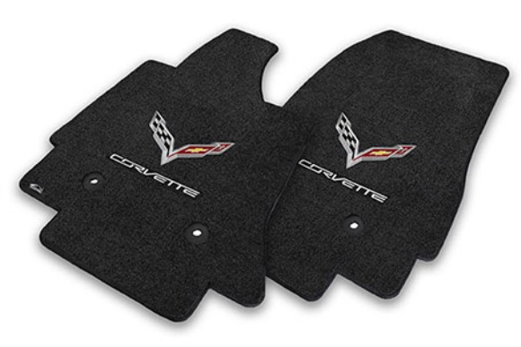 Lloyd Ultimat Jet Floor Mats with Corvette Script & Crossflag 14-18