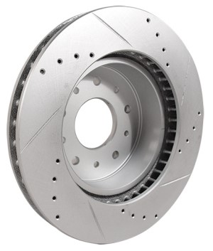 Front Slotted and Drilled Brake Rotor - Left Hand 65-82