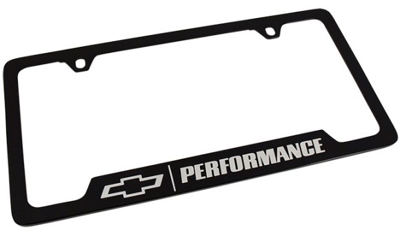 LICENSE PLATE FRAME. BOW BLK W/CHRM