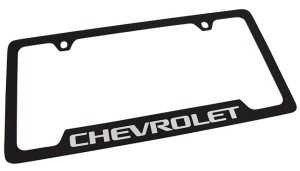 LICENSE PLATE FRAME. W/CHEV BLK/CRM