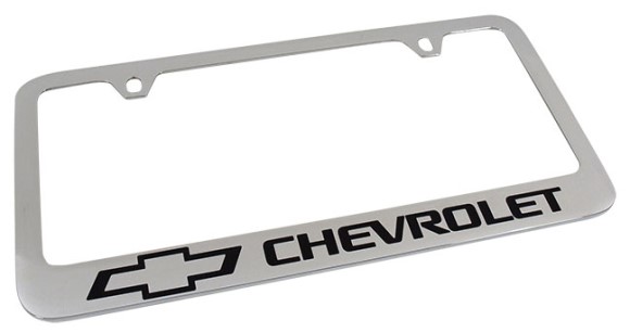 LICENSE PLATE FRAME. CHRM W/BOW LOG