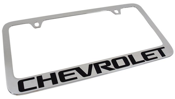 LICENSE PLATE FRAME. CHRM W/CHV LOG