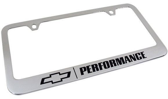 LICENSE PLATE FRAME. CHRM W/PRF BOW