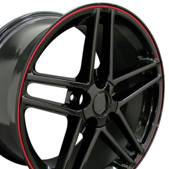 WHEEL. C6 Z06 BLK RED BND 18X9.5