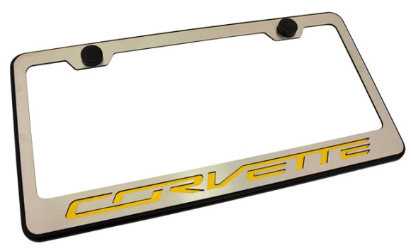 LIC PLATE FRAME. -CORVETTE-. YLW
