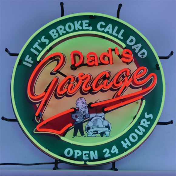 SIGN. DADS GARAGE NEON W/BACK
