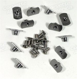 Softtop Header Weatherstrip Screw & T-Nut Set. 56-62