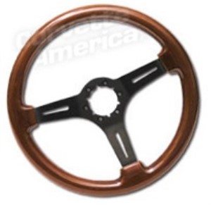 Steering Wheel. Mahogany/Black 3 Spoke 68-82