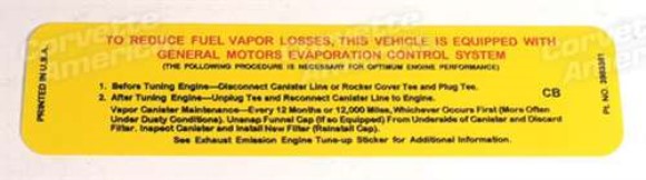 Label. Emission On Vapor Canister 71