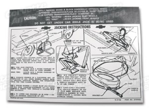 Decal. Jacking Instruction W/Knock-Off Wheel 63-66