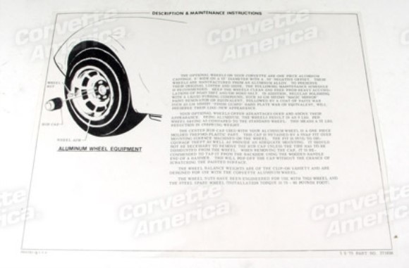 Instructions. Aluminum Wheel 76-78