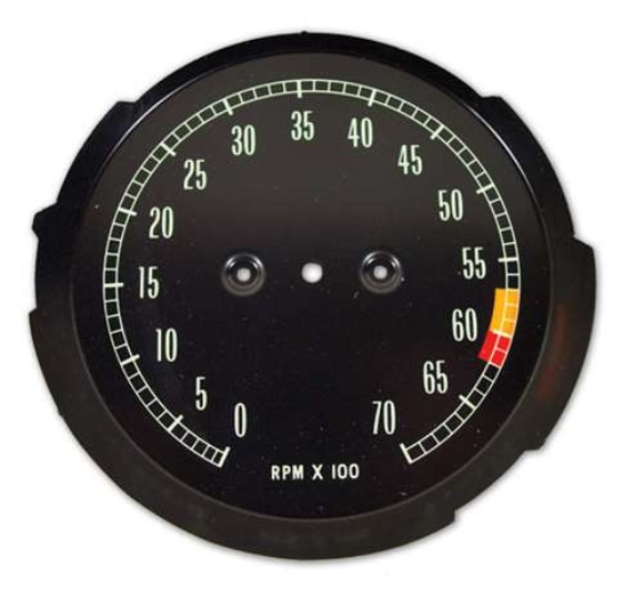 Tachometer Face. 6000 RPM RedLine 65-67