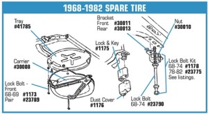 Spare Tire Lock Bolt Kit. 8.625- Bolt Length 78-82