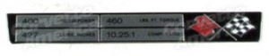 Console Dataplate. 427/400 69
