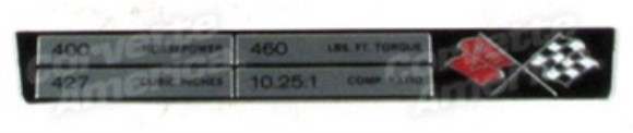Console Dataplate. 427/400 69