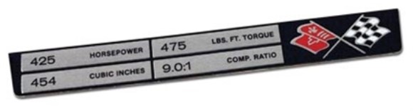 Console Dataplate. 454/425 71