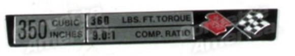 Console Dataplate. LT-1 72