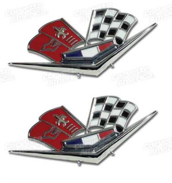 Emblems. Front Fender Crossflags 63 Early 62-63