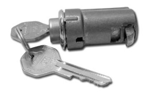 Glove Box Lock. W/Case, Key and Retainer Nut 56-62