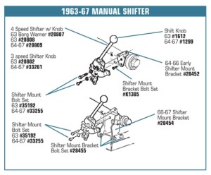 Shifter. 3 Speed W/Knob 64-67