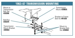 Transmission Mount Bolt & Nut. 63-67