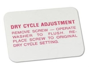 Decal. Washer Bottle Dry Cycle Adjust 58-62
