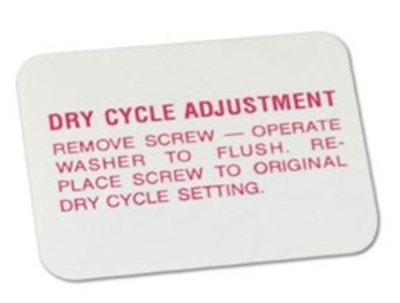 Decal. Washer Bottle Dry Cycle Adjust 58-62