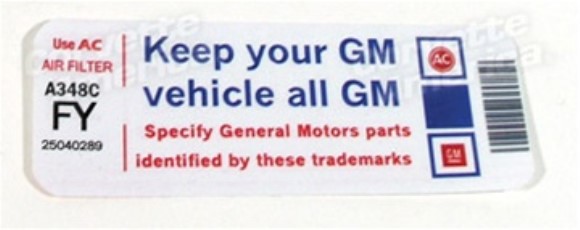 Decal. Air Cleaner - Keep Your GM Car All GM 81