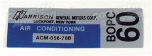Decal. Air Conditioning Foil Plate 78