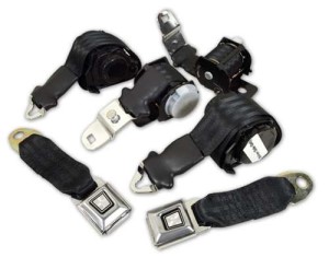 Black Lap & Shoulder Conv. Seat Belts - Dual Retractor 74-75