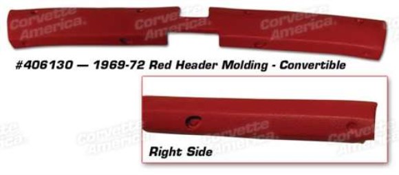 Header Molding. Red Convertible 69-72