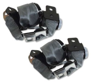 Gray Lap & Shoulder Coupe Seat Belts - Dual Retractor 74-77