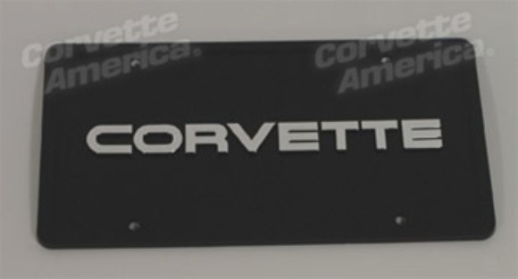 License Plate. Corvette - Black With Silver Letters 84-96